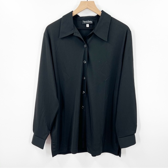 Diane Von Furstenberg DVF Concepts Black Button Up Blouse - Picture 1 of 9